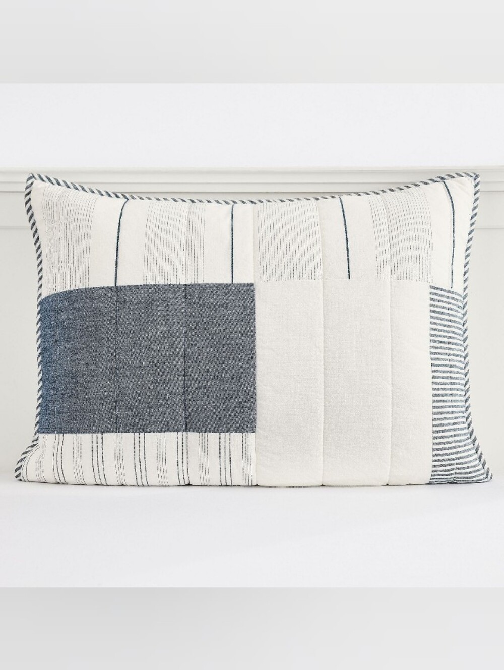 Pottery Barn Teen River Stripe Quilted Standard Sham 20"×26" 100% Cotton NWT